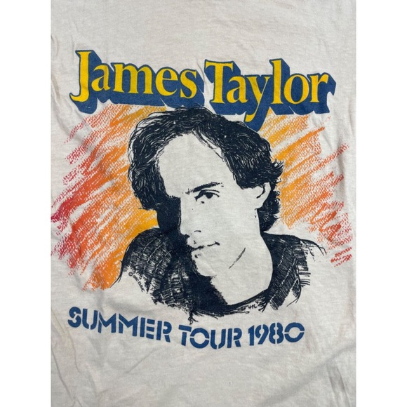 Vintage James Taylor 1980 Summer Tour Tee - Beige Concert Tee S/M - Picture 2 of 7